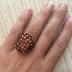 Brown Beaded Ring